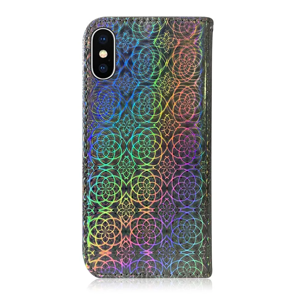 Цветной кожаный чехол-книжка с градиентом для iPhone XS, XR, X, Max, 8, 7, 6, 6s Plus, чехол-бумажник с подставкой и отделением для карт, чехол для iPhone 11 Pro, MAX, чехол из ТПУ