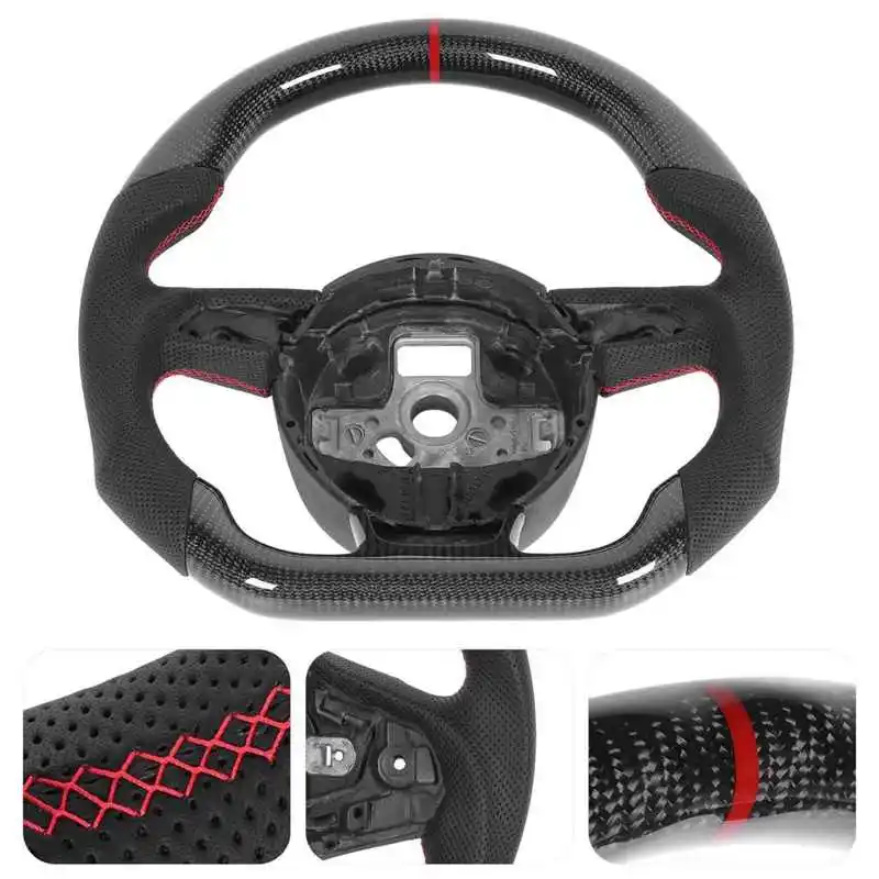 Carbon Fiber Steering Wheel Nappa Perforated Leather For Toyota GR