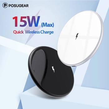 

Posugear 15W Wireless Charger For iphone 11 Pro Max X XS XR Wireless Charging Pad Mat For samsung Galaxy S20 Xiaomi Type c Cable