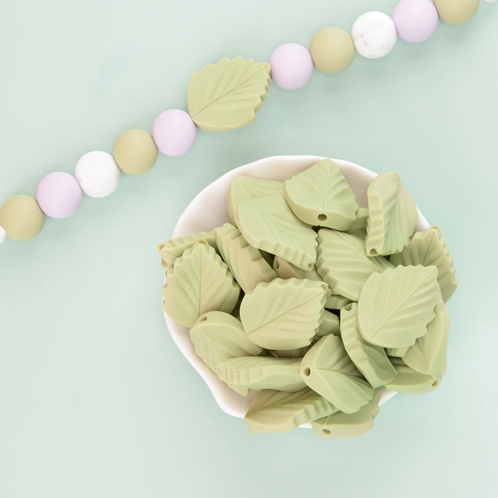 LOFCA 5 Stück süße Blatt-Silikonperlen, lebensmittelechtes BPA-freies Silikon, lebensmittelechte Perlen, DIY-Silikon-Schlüsselanhänger, Schmuckzubehör – Detail 16