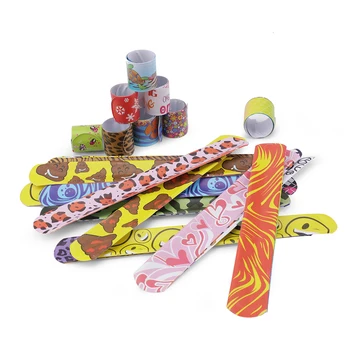 

30PCS Cartoon Children's Bracelet Slap Circle Colorful Heart Animal Pattern Party Stuffing Gift Christmas Boy Girl Wrist Decor