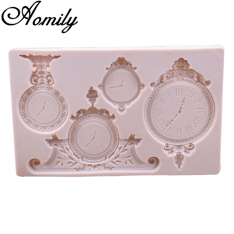 Aomily Silicone Cake Molds Pocket Watch Clock Cake Chocolate Mold Cake Decorating Tools Fondant Sugarcraft Bakery Accessories