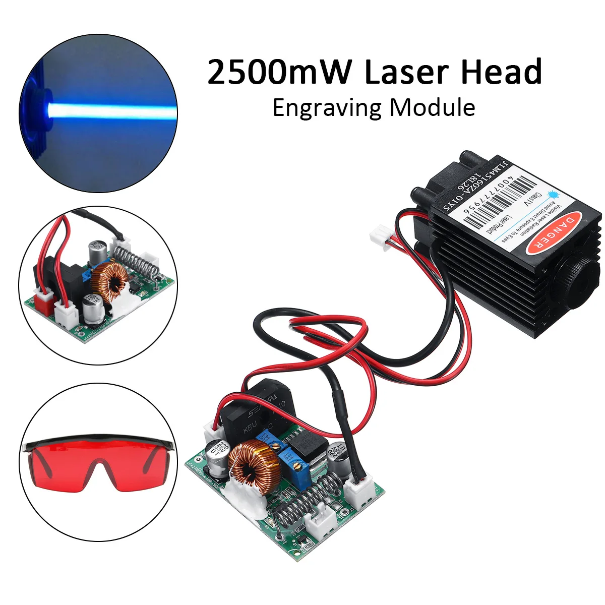 Синий лазерный модуль высокой мощности 450nm 2500 мвт TTL 12V DIY режущий лазер с ЧПУ