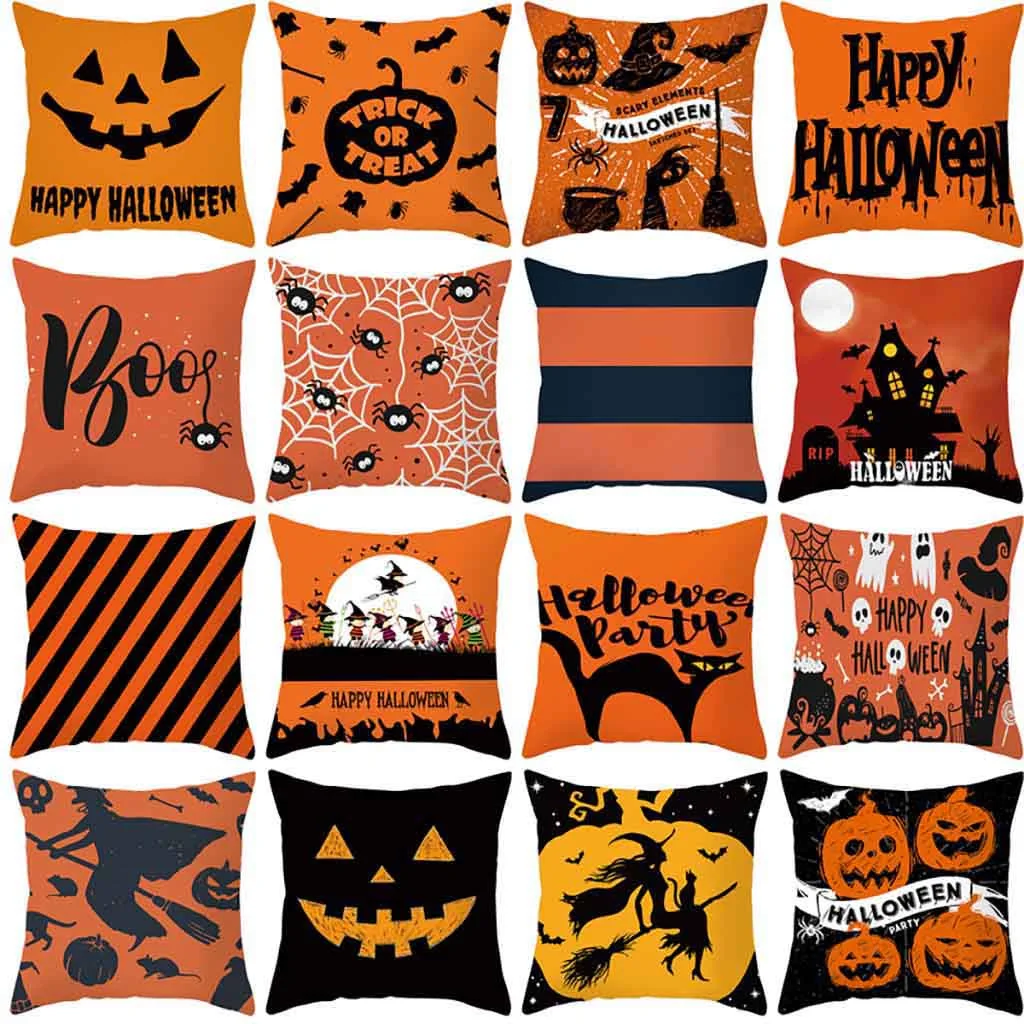 

45x45cm Halloween Pillows Cover Decor Halloween Pillow Cases Polyester Sofa Pumpkin ghosts Cushion Cover Home Decor