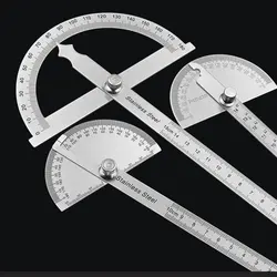 Règle en demi cercle en acier inoxydable, multifonctionnel, travail du bois, Triangle rapporteur 180 °, jauge d'angle 10/15cm 