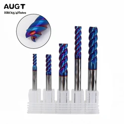 Augusttools fresa de metal, cortador de metal, hrc65, 4 flautas, fresa de ponta de carboneto, 1mm, 3mm, 4mm, 6mm, 8mm, 10mm, 12mm, ferramentas de fresa