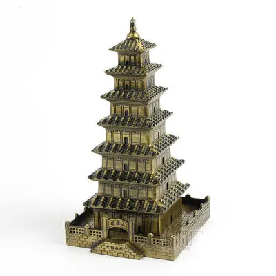 

Big Wild Goose Pagoda Model Daci'en Temple Stupa Chinese Ancient Architecture Metal Decoration Xi'an Tourist Souvenir