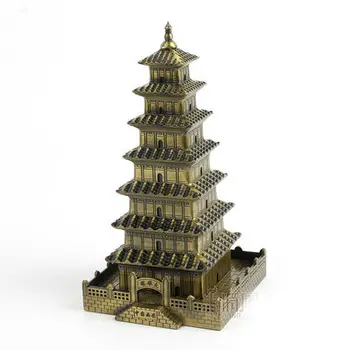 

Big Wild Goose Pagoda Model Daci'en Temple Stupa Chinese Ancient Architecture Metal Decoration Xi'an Tourist Souvenir