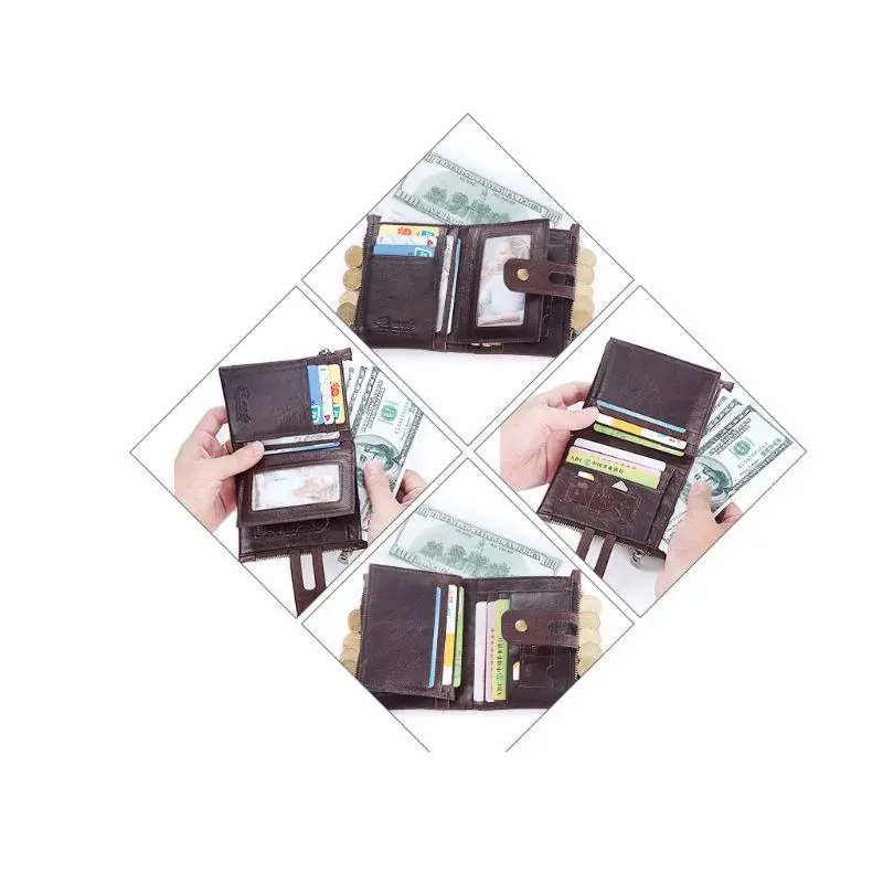 Мужской кожаный бумажник RFID Блокировка короткий кошелек монета карман держатель для карт