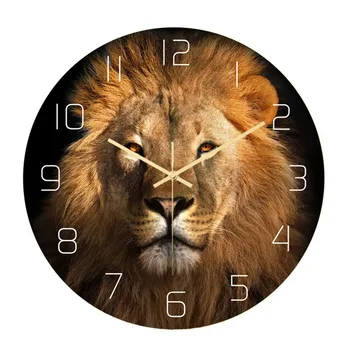 

Lion King Decorative Wall Clock Spiritual Animal Wall Art Home Decor Wildlife Lion Head Living Room Silent Movement Wall Watch