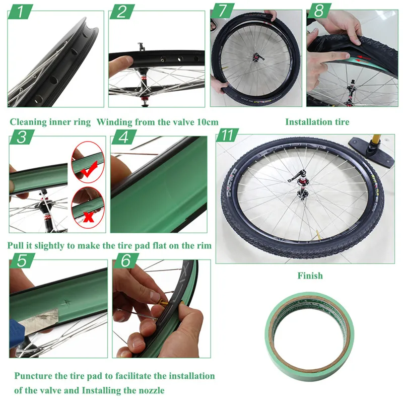 10 м Горная дорога велосипед бескамерный обод лента шиномонтажная Накладка для горного велосипеда дорожное кольцо вакуумная шина коврик Велосипедное колесо карбоновая колесная