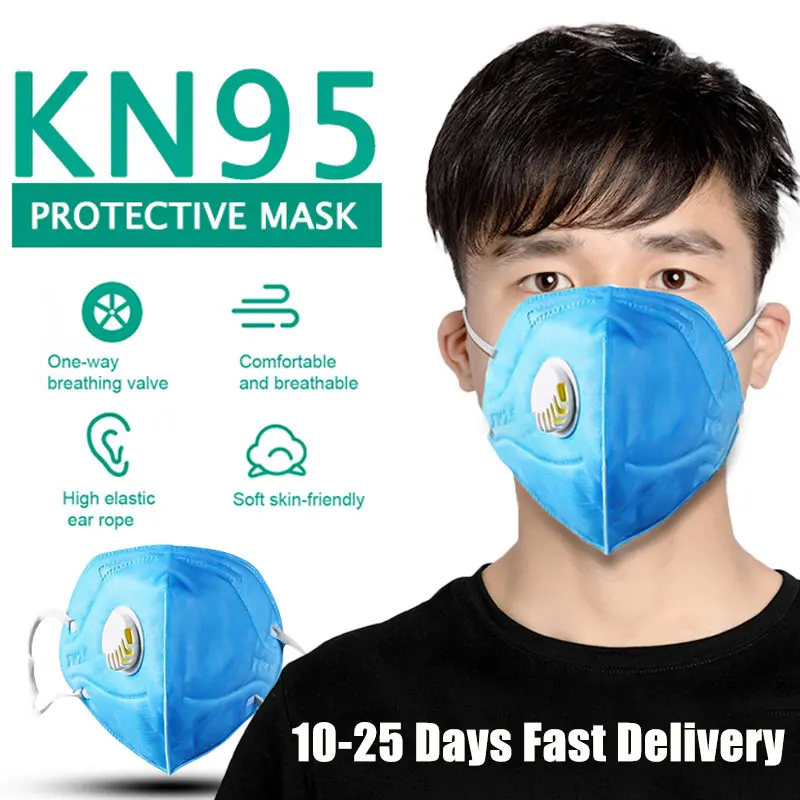 

KN95 Mask Respirator 95% Filter PM2.5 Mouth Face Mask Cloth Reusable Anti Dust Unisex Masker with Breathing valve Fast shipping