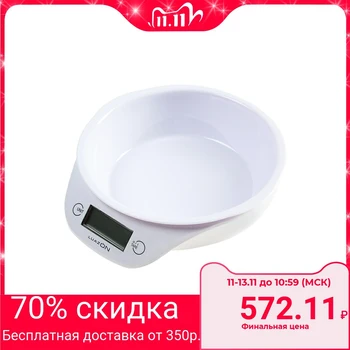 

Kitchen scales LuazON LVKB-501, electronic, up to 5 kg, bowl 1.3 l, white 3089931