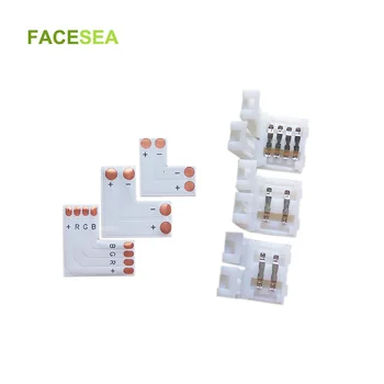 

10/100pcs L Shape LED Strip Connector Clip 2pin 8mm / 2pin 10mm / 4pin 10mm Free Welding traight Connector for SMD5050 3528 Tape