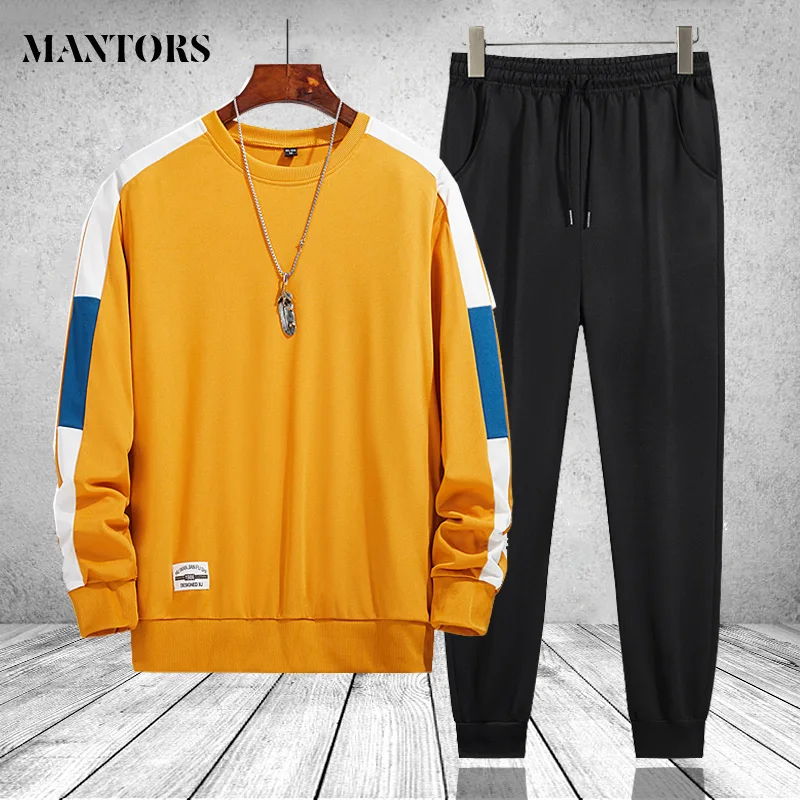 Tracksuit Sportswear Jogger Sweatpants Spring Mens Hoodie Winter 4XL Patchwork 2-Pcsmale