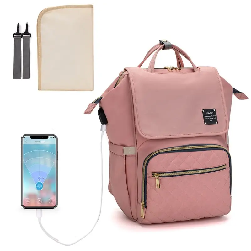 

Mummy Large Capacity Nappy Diaper Bag Maternity Baby Care USB Port Nursing Backpack with Changing Mat Stroller Straps