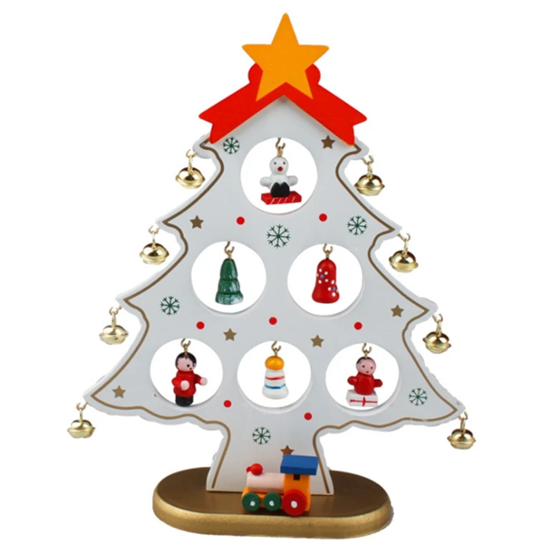 White Creative DIY Wooden Christmas Tree Decoration Christmas Gift Ornament Xmas Tree Table Desk Decoration - Цвет: White