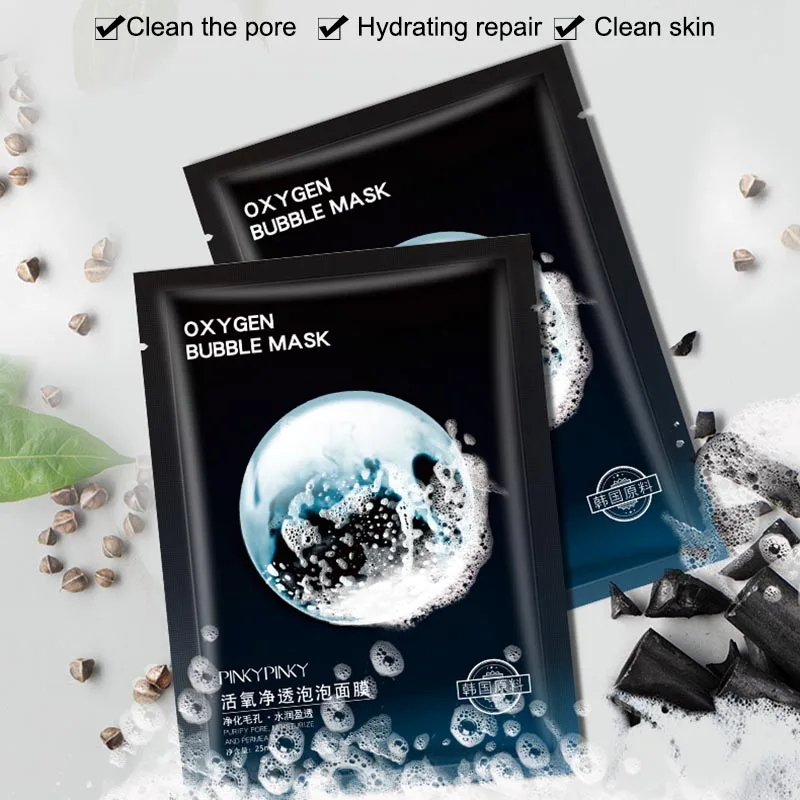 

Oxygen Bubble Sheet Mask Deep Cleansing Mask Blackhead Removal Moisturizing Bamboo Charcoal Black Face Mask Whitening Skin Care