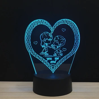 

LED 3D You And Me Get Marry LOVE Make A Proposal Acrylic Night Lamp Light Heart Shape Touch And Remote Lamps Lights Decoration