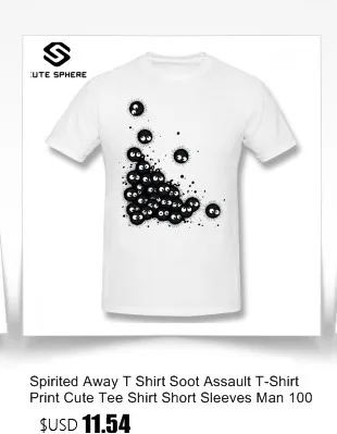 Футболка «Унесенные призраком», футболка с сажей, милая Футболка с принтом, Мужская футболка с короткими рукавами, 100 хлопок, свободная уличная футболка