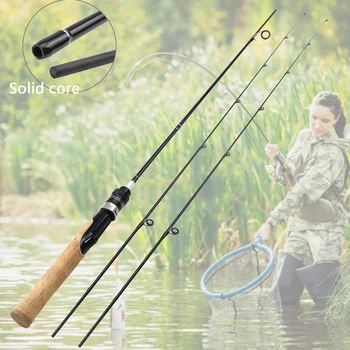 

1.68M lure rod 2 Tips Carbon Fiber Spinning Rod ul power Lure Weight 2-6g Ultra light Slow wooden handle Trout pole Free gift