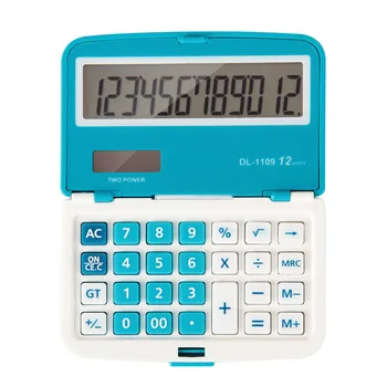 

12 Digits Solar Folding Mini Calculator Dual Power Office Electronic Handheld Pockets Calculator DQ-Drop