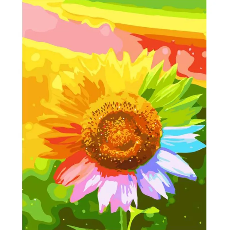 

Frame Colored Sunflower Pictures By Numbers DIY Hand Painted Canvas Oil Paintings Wall Pictures For Living Room Nordic