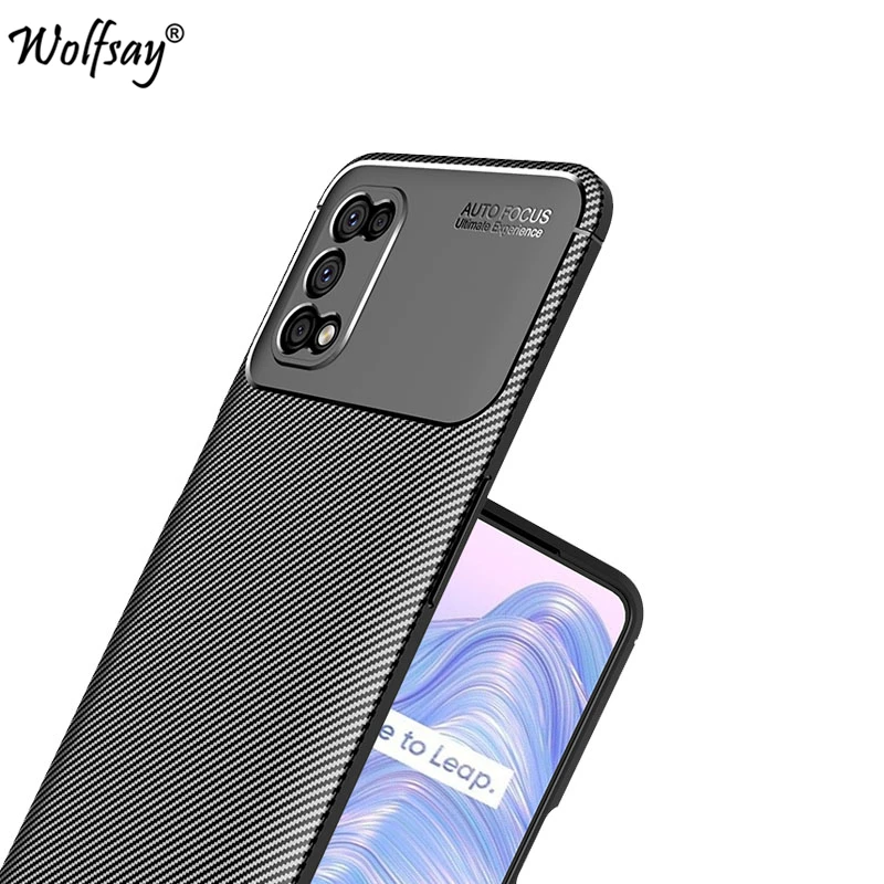 Чехол-бампер для Oppo Realme 7 5G силиконовый ударопрочный чехол из углеродного волокна