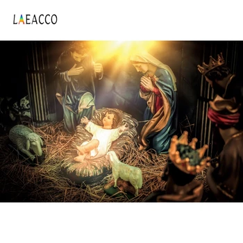 

Laeacco Christian Nativity Scene Sheep Straw Religion Photography Backgrounds Customized Photographic Backdrops for Photo Studio