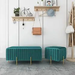 Tabouret de change de chaussures léger de luxe, tabouret de vestiaire créatif, confortable, flanelle, bout de lit, canapé paresseux 