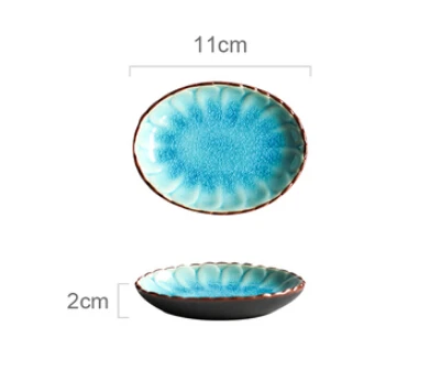 Ледяная растрескивающаяся глазурь керамическая посуда бытовые блюда рисовые чаши блюда для рыбы на пару фарфоровые синие обеденные тарелки - Цвет: Small Dish