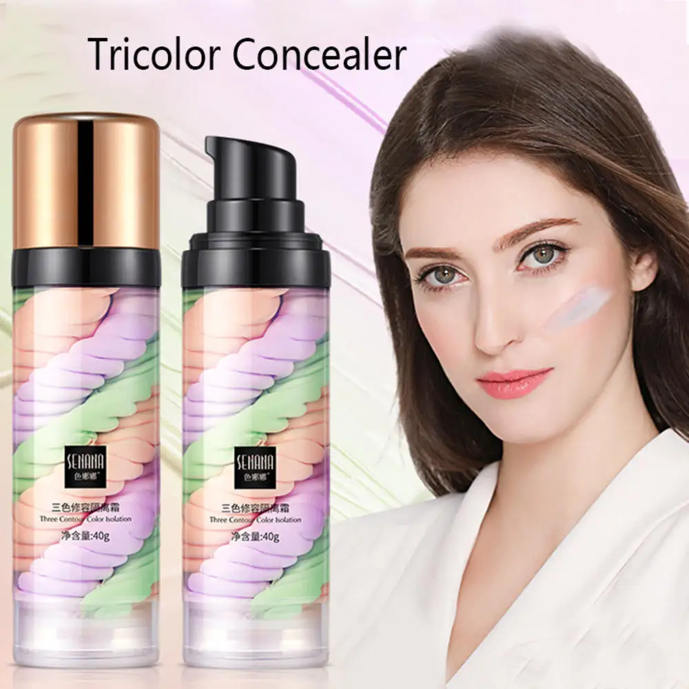 Hot Sale Three Colors Liquid Concealer Mixed Isolation Lotion Fill Pores Moisturizing Bright Skin Face Foundation Primer Base