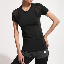 Весенне-летние женские сетчатые топы с красивой спинкой, спортивные женские топы с коротким рукавом, Черная мягкая дышащая облегающая одежда для йоги, футболка