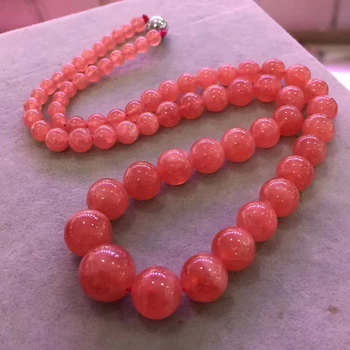 شراءحقيقية الطبيعية ارتفع Rhodochroset الأحجار الكريمة واضح قلادة من خرز دائري 5*12.5 مللي متر النساء مجوهرات الأزياء شهادة AAAAAA
