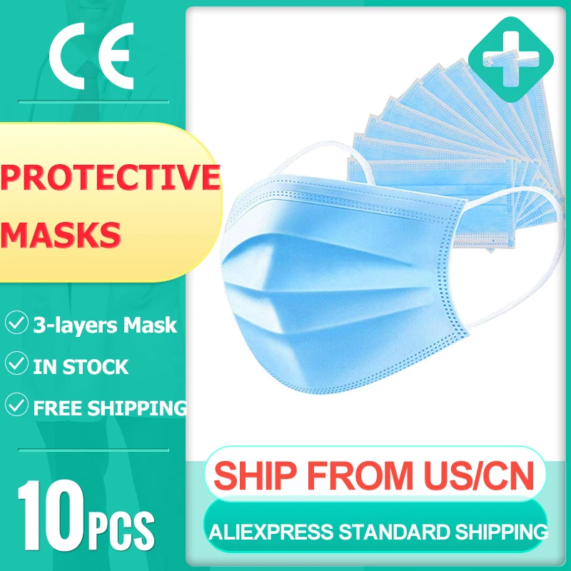 Disposable Face Masks 10/50 Pcs Anti dust Breathable Masks Ear loop