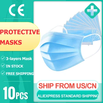 

Disposable Face Masks 10/50 Pcs Anti-dust Breathable Masks Ear loop Blue Nonwoven mouth masks anti-pollution Mouth Respirator
