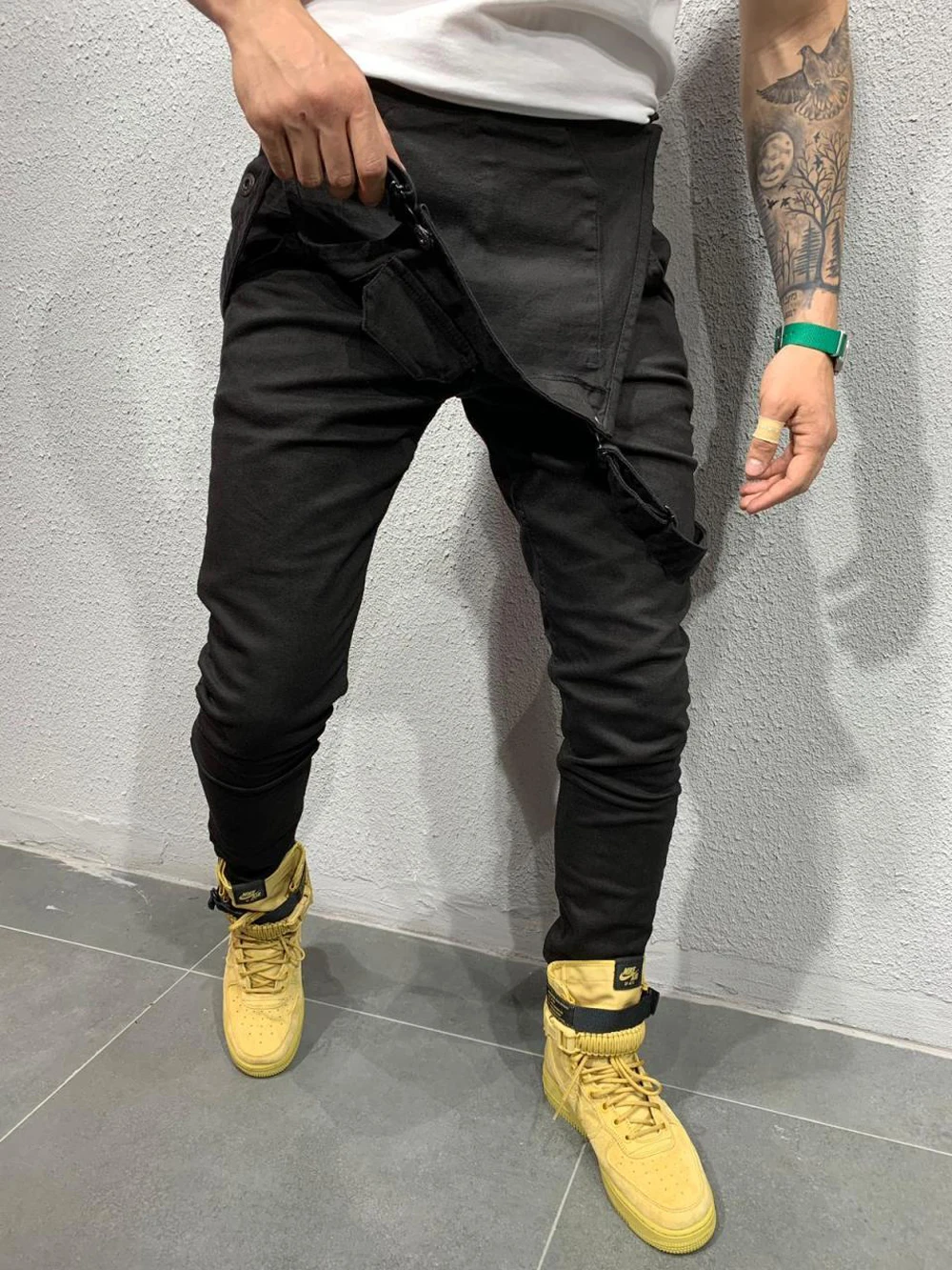 Men's overall Pure 3 Color Men Rompers Denim Jumpsuits Men Streetwear Jeans Rompers Plus Size (5)