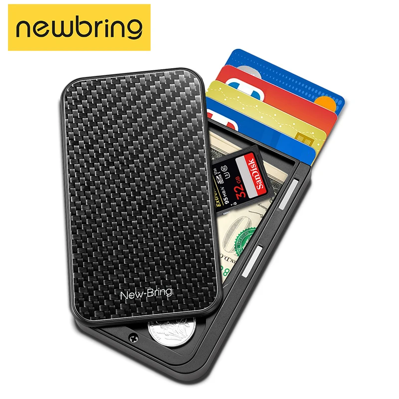 New Bring Card Holder Men Purse Carbon Fiber Minimalist Slim Rfid