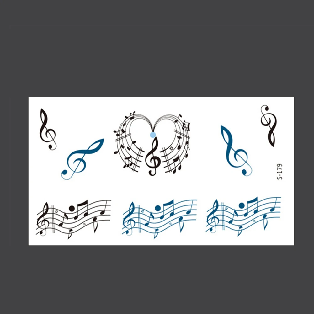 1 Sheet Musical Note Removable Waterproof Arm Leg Body Art Temporary Tattoo Sticker Design Water Transfer Sticker