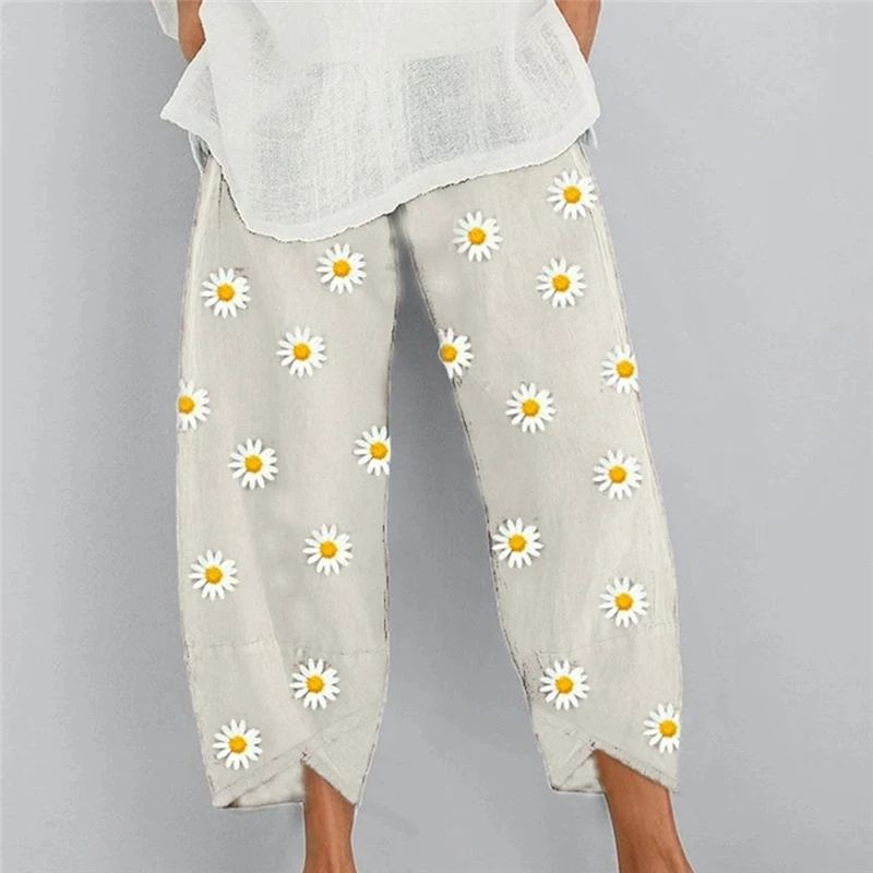 Женские повседневные шаровары летние широкие брюки с эластичной резинкой на