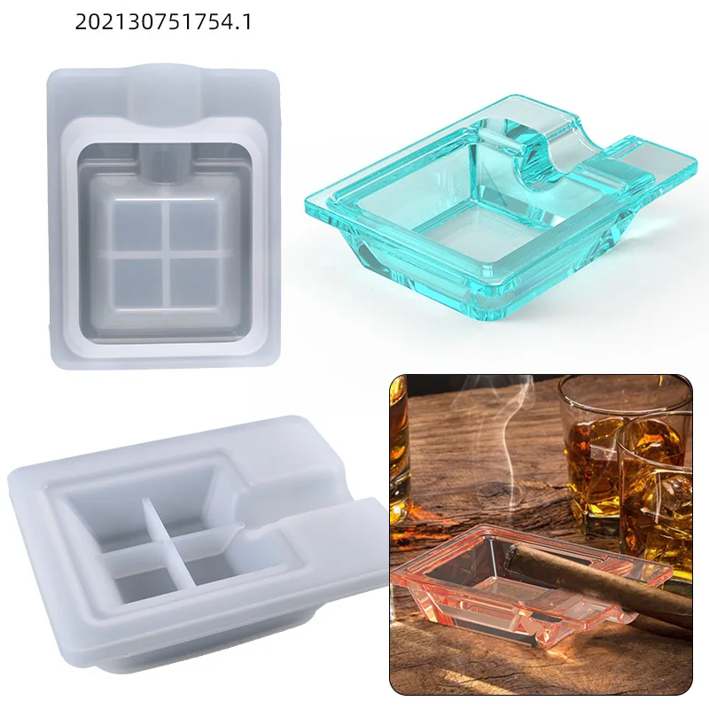 DIY Crystal Silicone Mold Square Cigarette Ashtray Stoarge Table Ornament For Home Decoration Resin Mould For Jewelry Making valentines day heart silicone mold table ornament mould for beginners nonstick