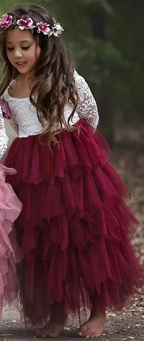 as picture Платья для причастия; Платья с цветочным узором для девочек; коллекция года; кружевное праздничное платье из тюля с длинными рукавами для девочек; vestidos De Comunion - Цвет: as picture