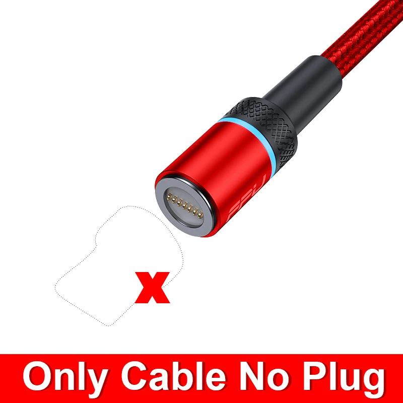 FPU Магнитный кабель Micro usb type C для iPhone кабель 1 м 2 м 3A провод для быстрой зарядки провод type-C магнит зарядное устройство кабели для мобильных телефонов - Цвет: Red Cable No Plug