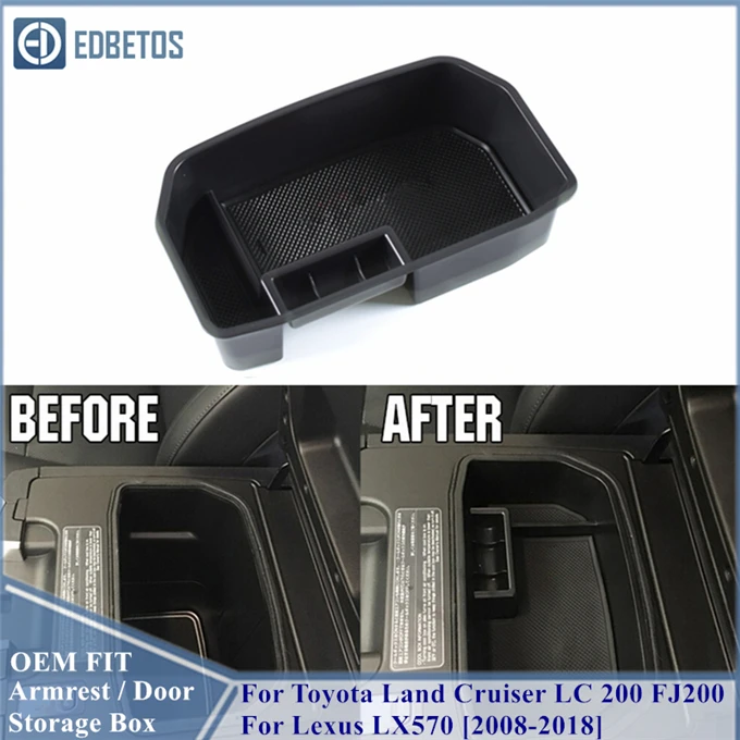 For Toyota Land Cruiser LC 200 FJ200 and Lexus LX570 Center Console Storage Box Armrest Box Organizer Accessories 2008-2018