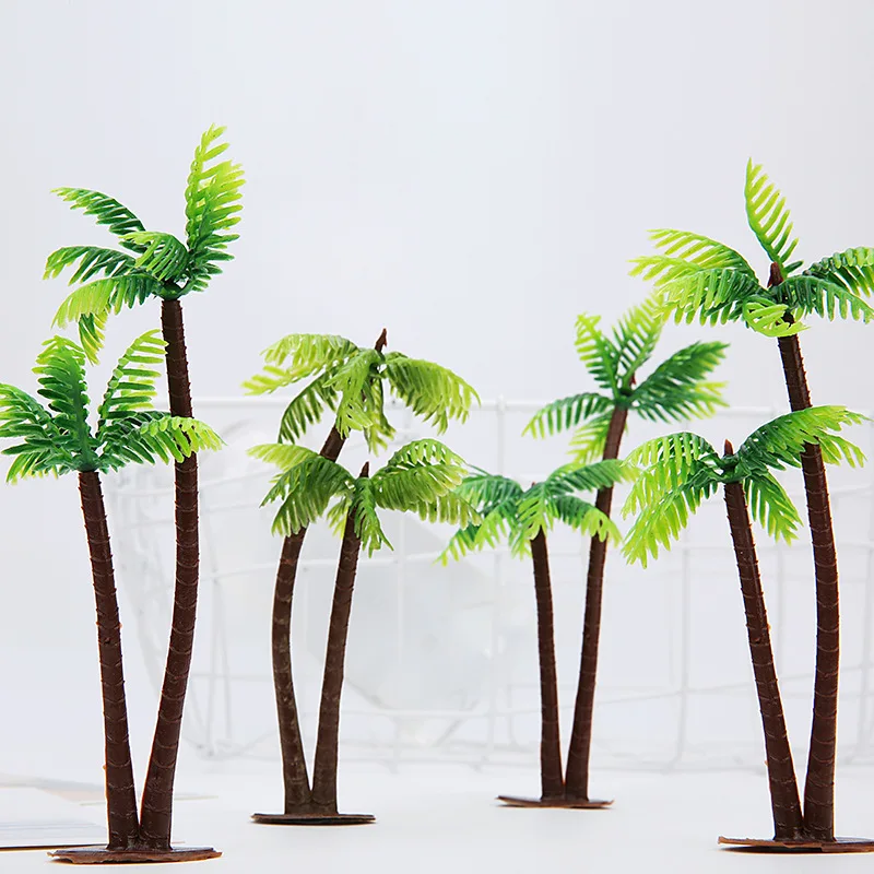 4PCS MINI YZS YOOAP мини декоративный пейзаж модель моделирование кокосовой пальмы дерево декоративное украшение для дома пластиковая Кокосовая пальма - Цвет: 4PCS MINI YZS