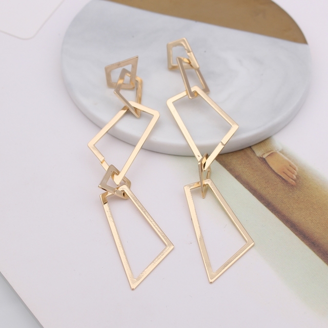 Hollow Geometric Long Irregular Exaggerated Drop Earring for Women Korean Temperament Fashion Oorbellen Jewelry Girl Gift