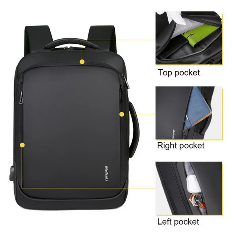 Puimentiua черный рюкзак для ноутбука мужские рюкзаки бизнес ноутбук Mochila водонепроницаемый рюкзак usb зарядка дорожные сумки