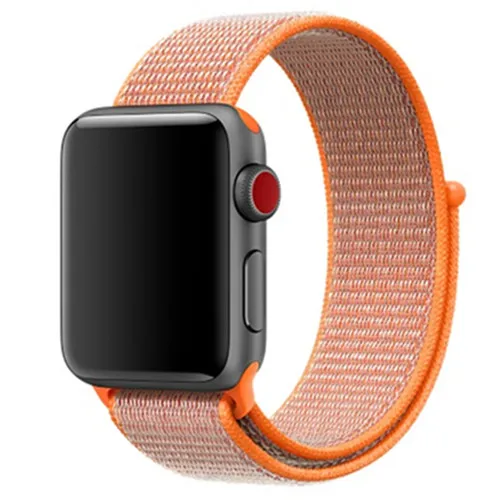 Нейлоновый ремешок для Apple Watch band 42 мм 38 мм iWatch 4 band 44 мм 40 мм Браслет спортивная петля ремешок для часов correa ремень дышащий - Цвет ремешка: Orange red 4