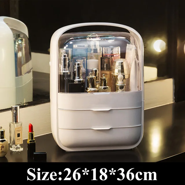 Прозрачный косметический Органайзер, креативная коробка для хранения косметики, переносной настольный органайзер, ящики для хранения, водонепроницаемые косметические ящики - Цвет: White