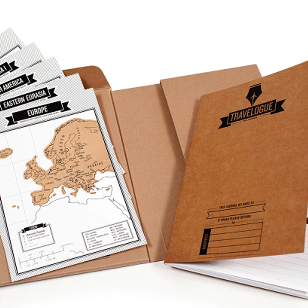 

2PCS Creative Show Deluxe Erase World Travel Scrap Scratch Map Notebook World Notepad Plan note book Room Home Office